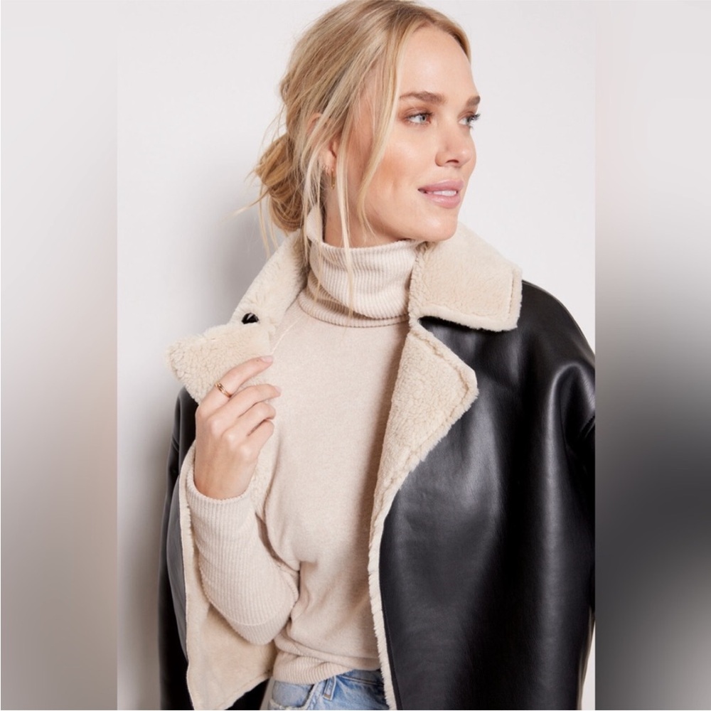 Good American Faux Leather Airforce Jacket